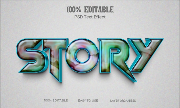 PSD story 3d text effect editable text style psd file