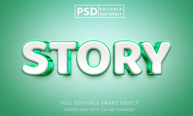 Modello premium psd effetto stile testo 3d storia