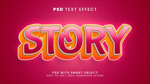 Story cartoon story 3d editable text effect with kids and funny text style