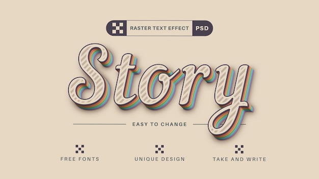 PSD story editable text effect font style