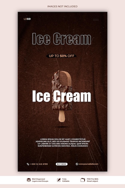 ストーリーアイスクリームエージェンシーソーシャルメディアウェブアイスクリーム用広告テンプレートテンプレートpsd
