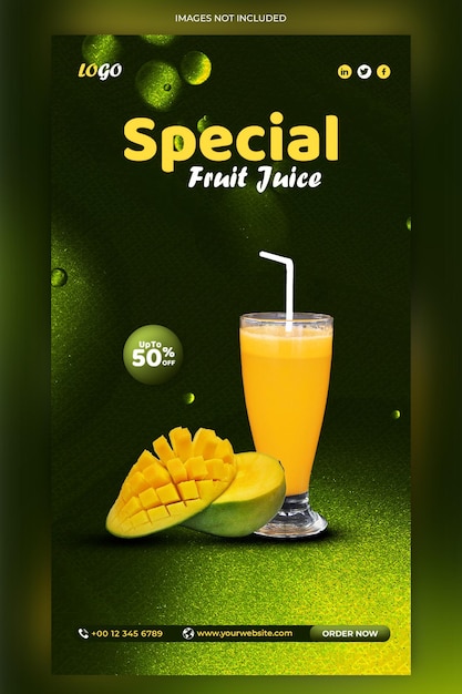 PSD story juice fruit sale agency social media web story post template psd