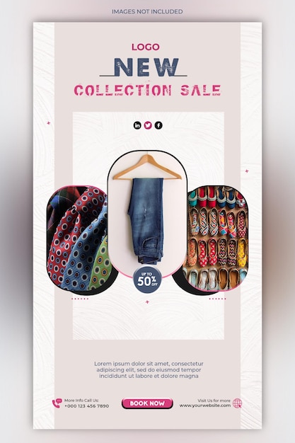 PSD story new collection fashion sale fashion agency social media web post banner template psd