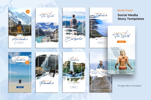 PSD story templates travel brush social media banner