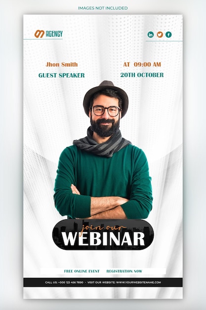 PSD story webinar design template online training session social media story post template psd