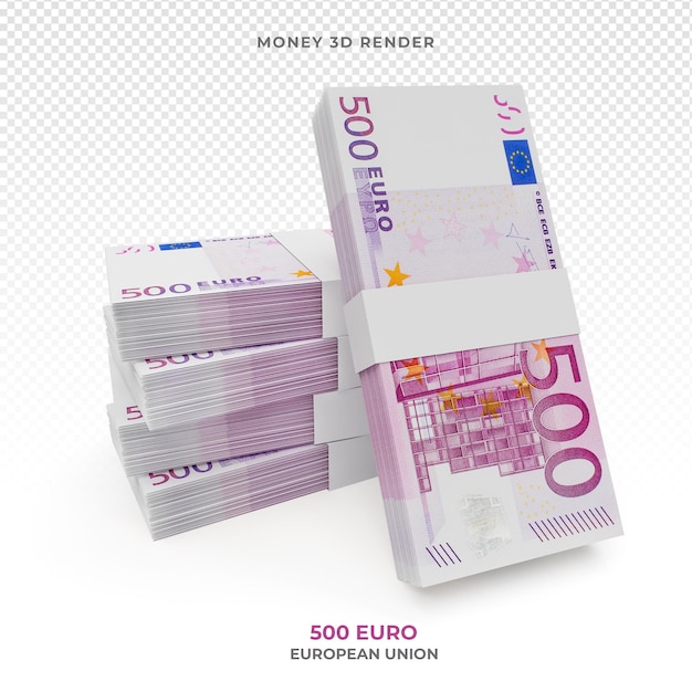 Stos Banknotów 500 Euro Pieniądze Renderowania 3d