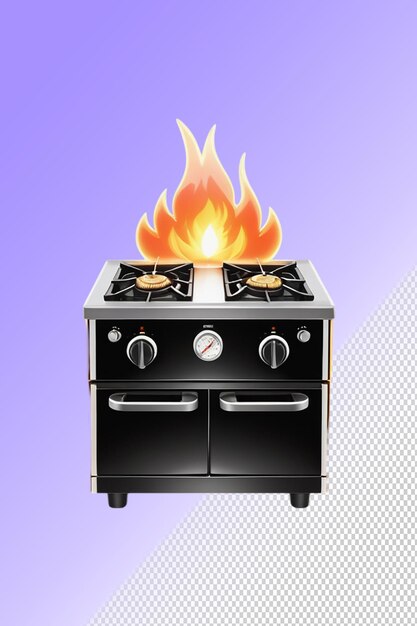 A stove with a flame on it and a fire burning in the middle