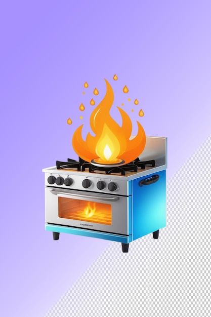 PSD a stove with a flame on it and a fire on it