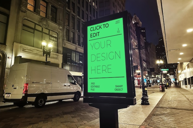 PSD straat billboard nacht mockup