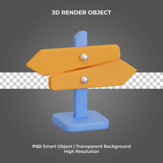 Straatnaambord 3d render geïsoleerd premium psd