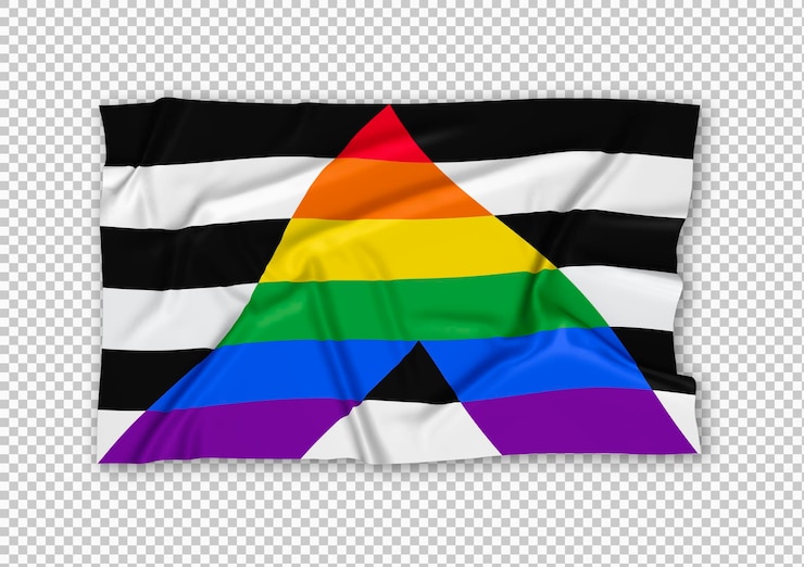 PSD straight ally pride flag with rainbow triangle