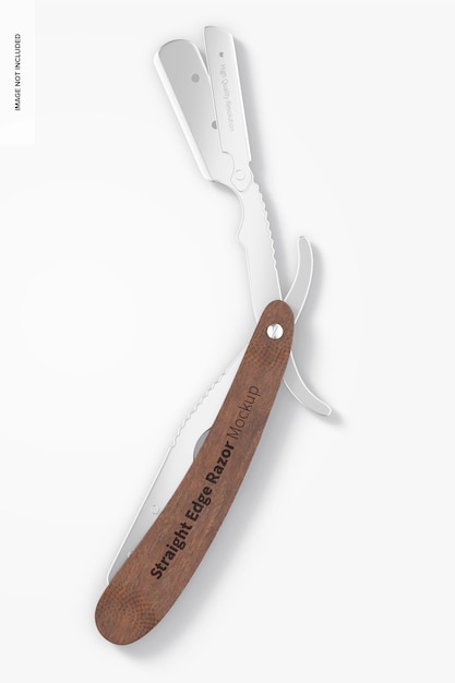 Straight Edge Razor Mockup, Opened