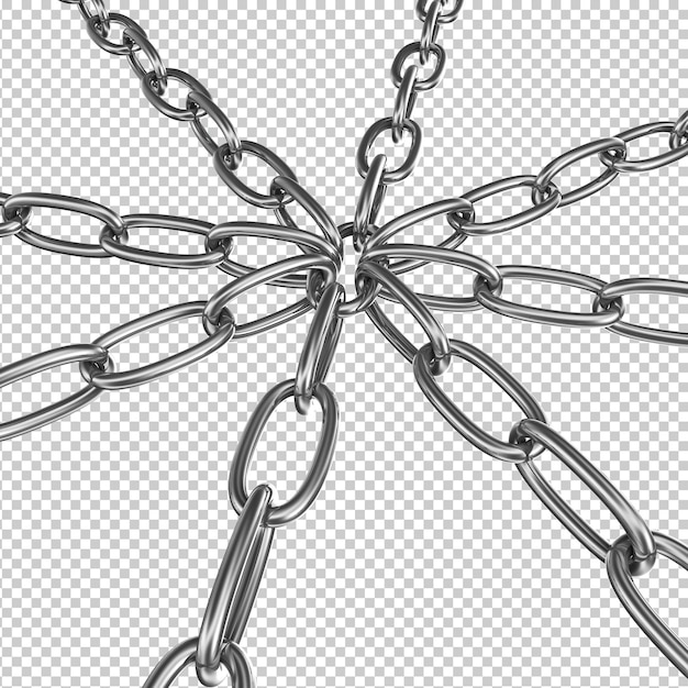 Strained chains from metal security and power concept isolated on transparent background