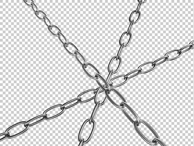 PSD strained chains from silver metal security and power concepts isolated on psd