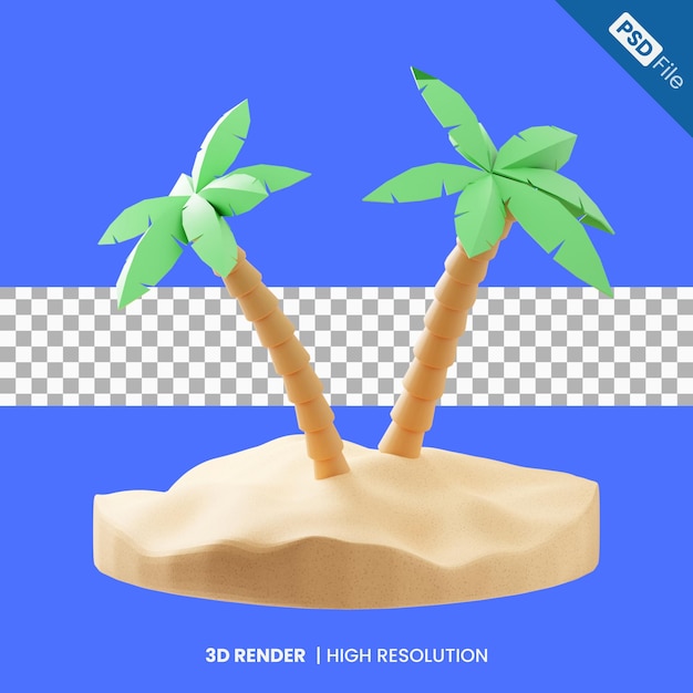 Strand met palmbomen 3d illustratie