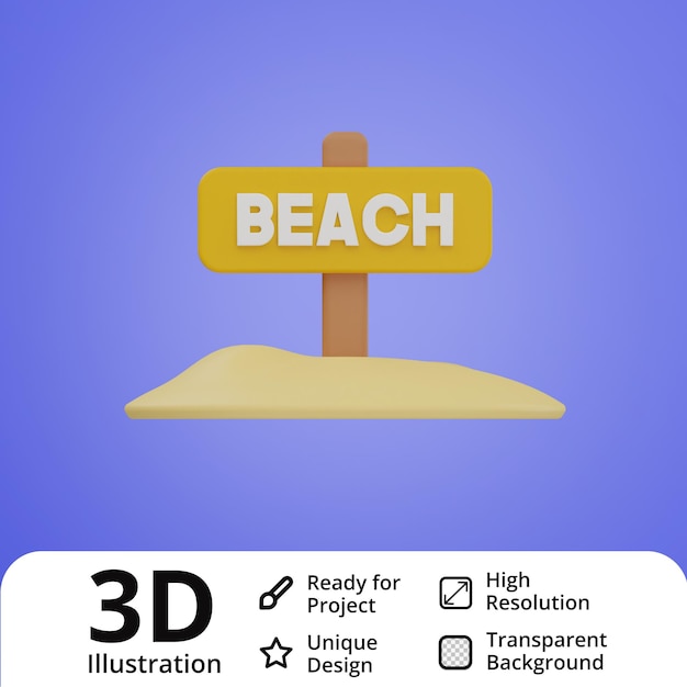 Strand teken 3d illustratie