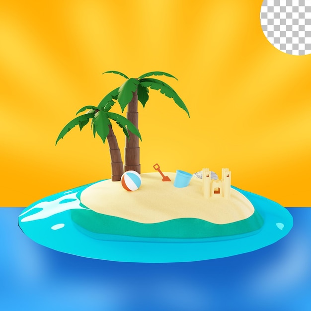 strandeiland met kokospalm in de zomer