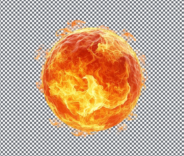 strange flaming ball isolated on transparent background