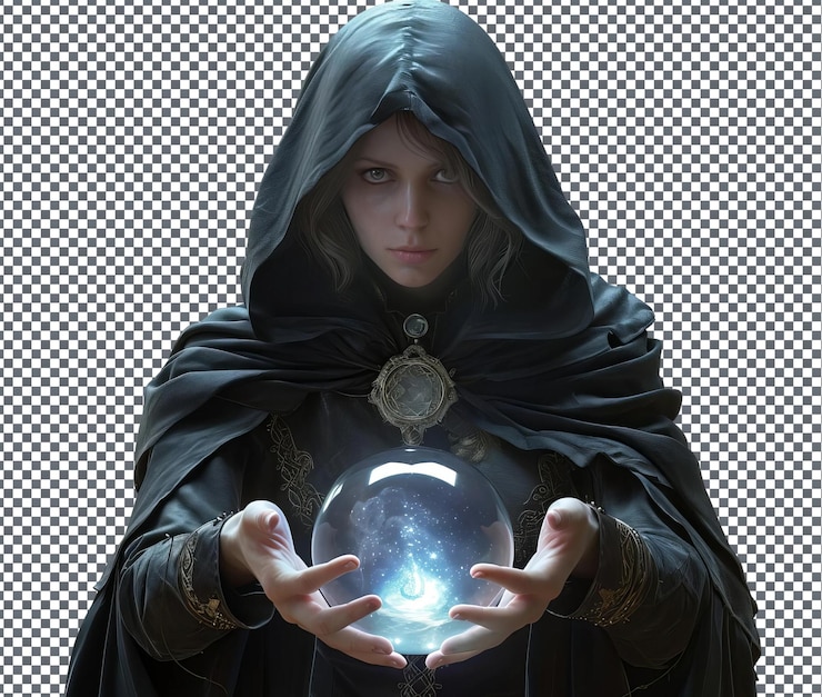 PSD strange shadowspire witch isolated on transparent background