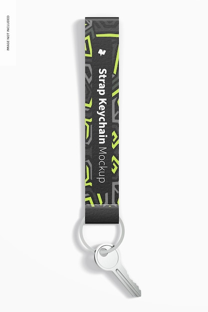 Strap Keychain Mockup, Top View