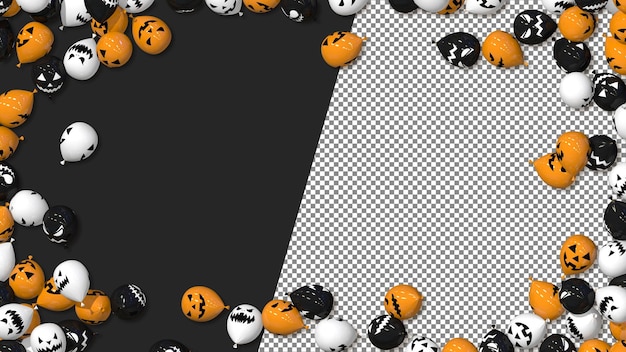 PSD straszne balony halloween izolowane na krawędziach renderowania 3d