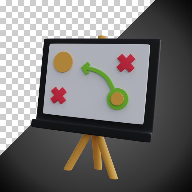 Strategie bord 3d render illustratie pictogram