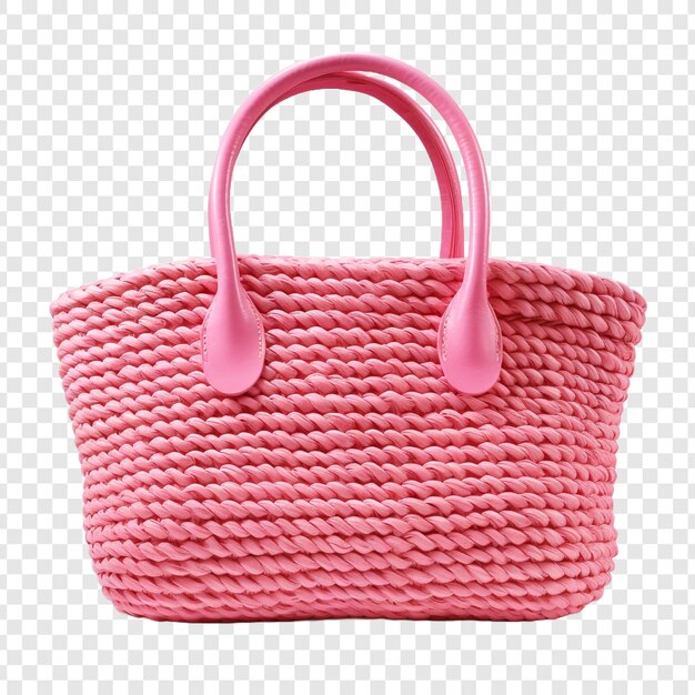 PSD straw bag pink isolated on transparent background