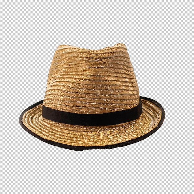 Straw hat for a man on transparent background