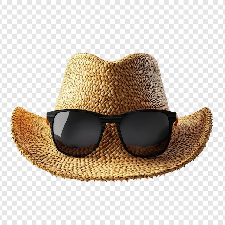 PSD straw hat and sunglasses