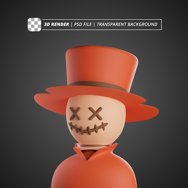 PSD straw man avatar 3d render pojedyncze obrazy