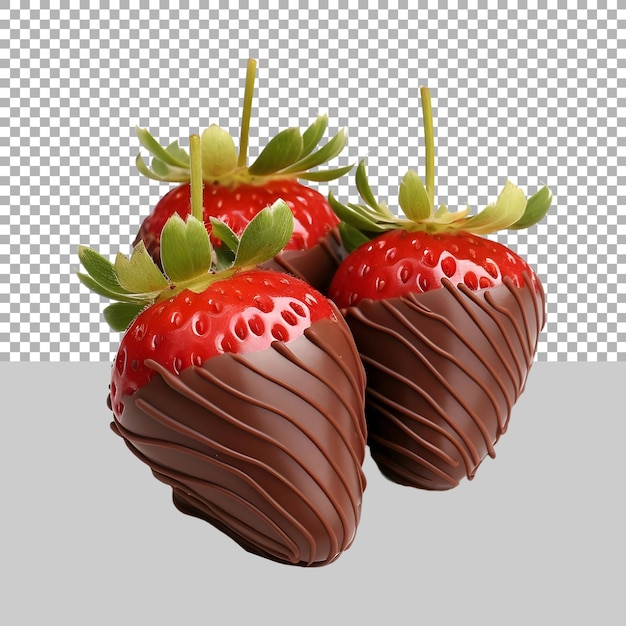 PSD strawberries with chocolate on it on transparent background ai generated