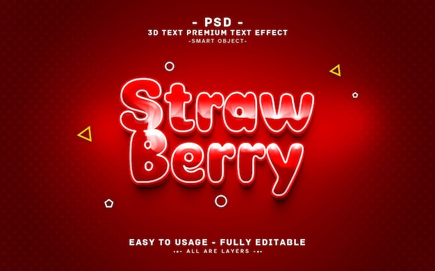 Strawberry 3D Text Effect - Premium PSD