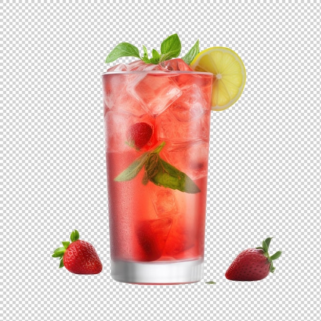 Strawberry Basil Lemoniada Koktajl Na Przezroczystym Tle Generative Ai