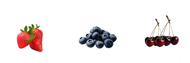 strawberry blueberry and cherry with white background close up 1