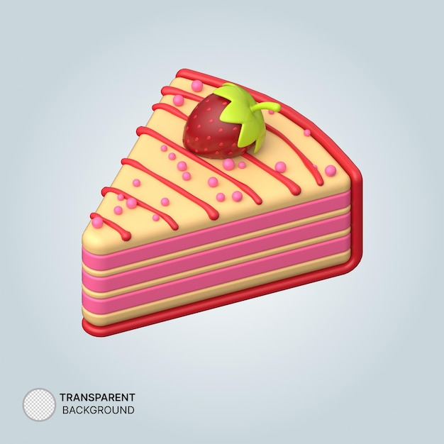 Strawberry Cake 3d icon on transparent background