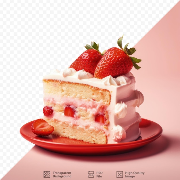 PSD 투명 한 배경 에 있는 딸기 케이크 조각