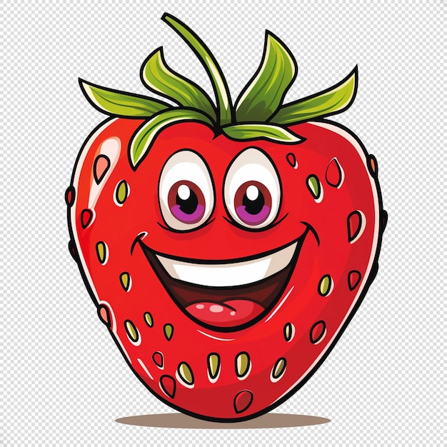 PSD isolato il vettore sorridente a forma di cartone animato a fragola