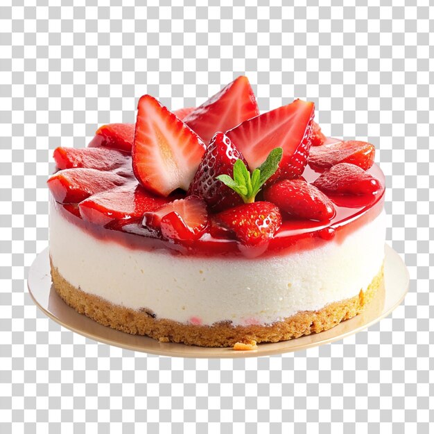 Strawberry cheesecake geïsoleerd op een doorzichtige achtergrond