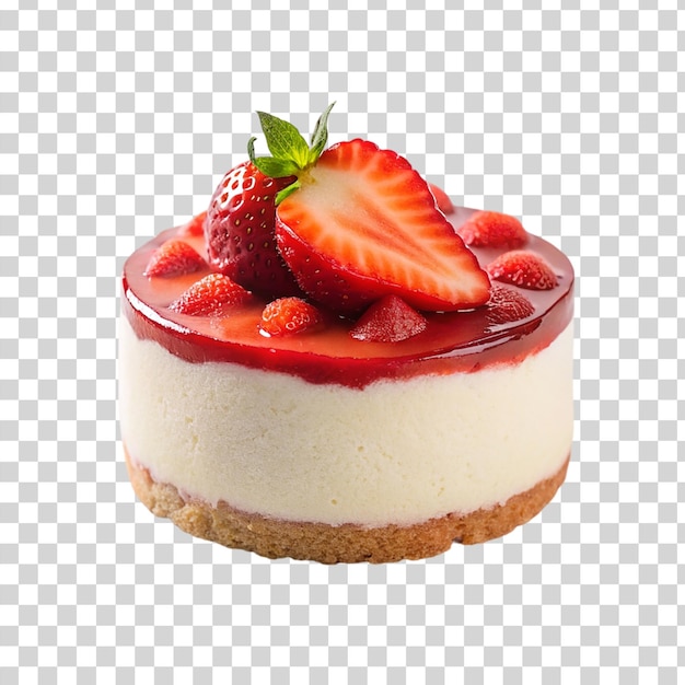 PSD strawberry cheesecake isolated on transparent background