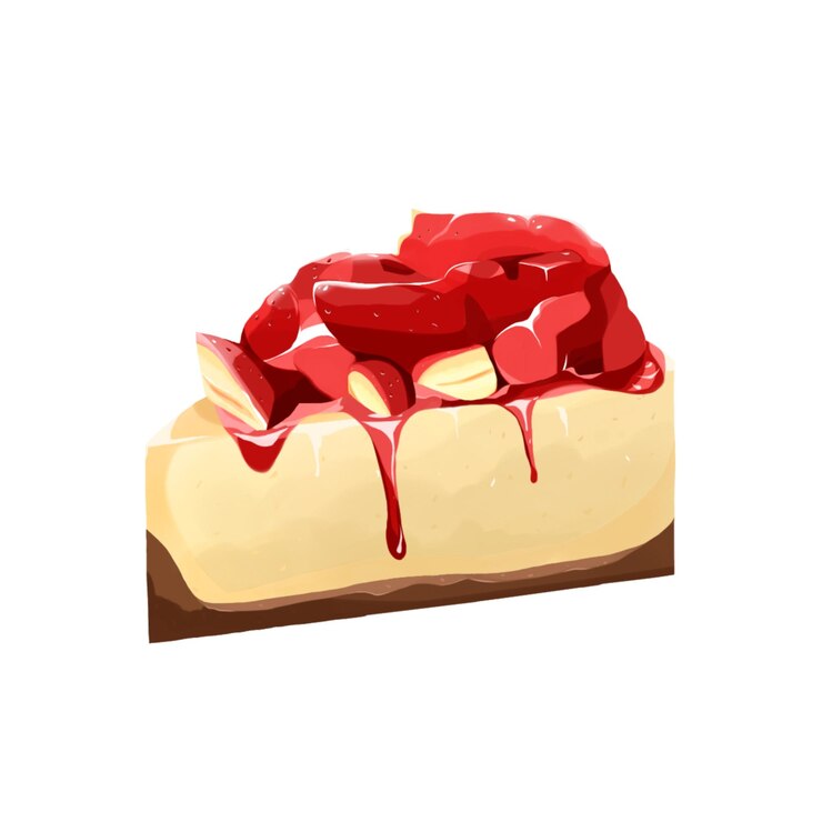 PSD strawberry cheesecake with full toppings illustration