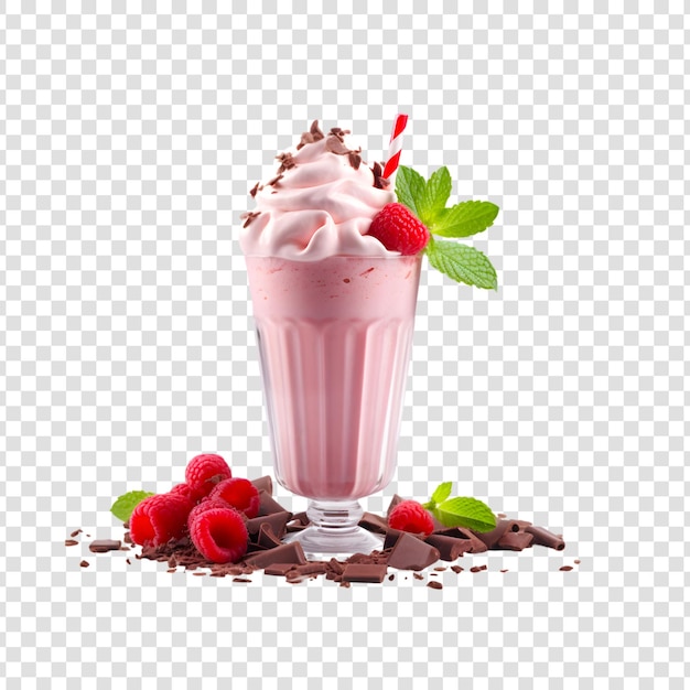 Strawberry and chocolate milkshake isolated on transparent background