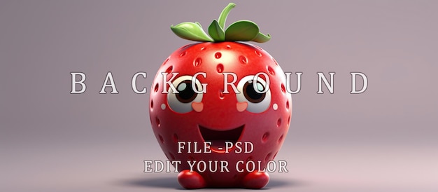 PSD 딸기 과일 귀여운 만화