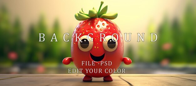 PSD strawberry fruit cute cartoon