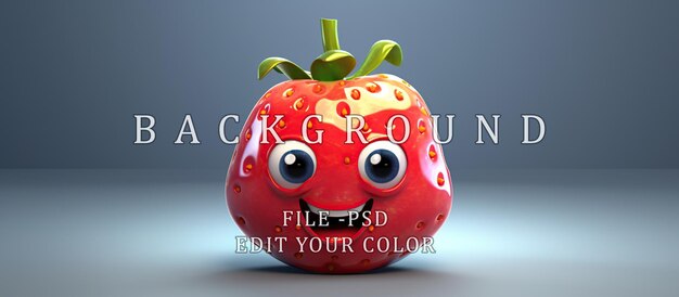 PSD strawberry fruit cute cartoon