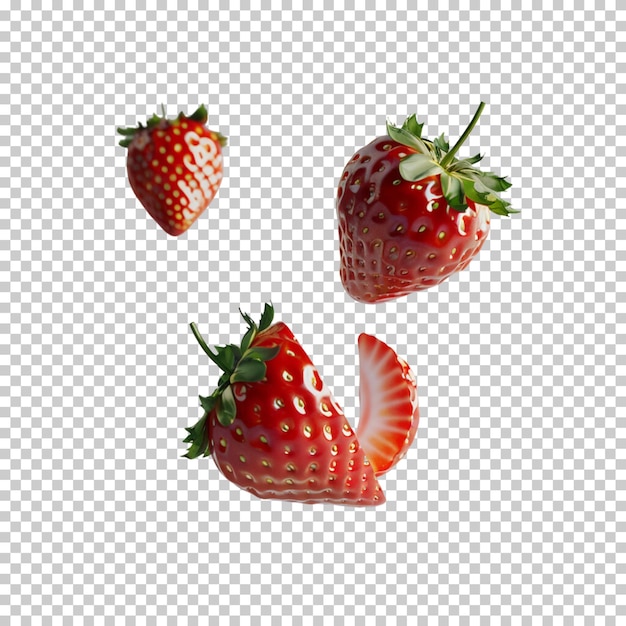 Strawberry fruit isolated on transparent background
