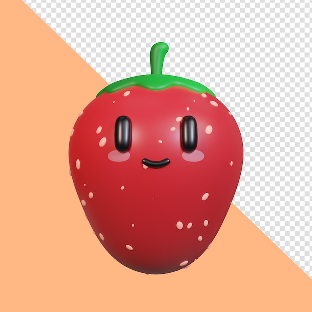 Strawberry icon 3d render illustration