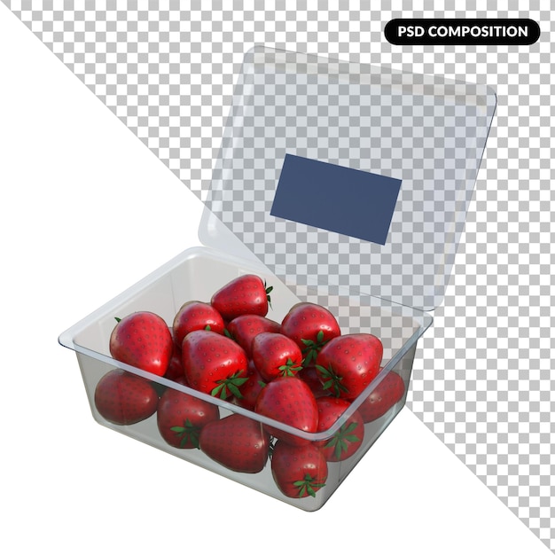 Rendering 3d isolato fragola