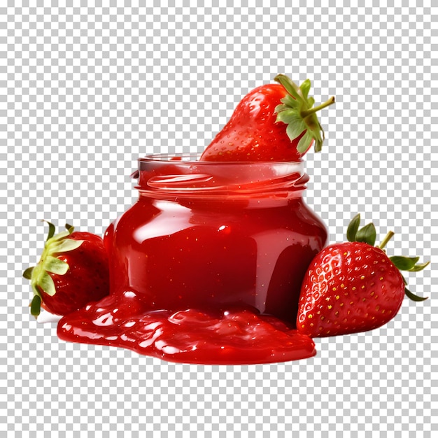 PSD strawberry jam jar isolated on transparent background