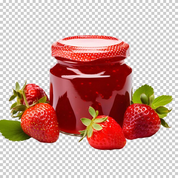 Strawberry jam jar isolated on transparent background