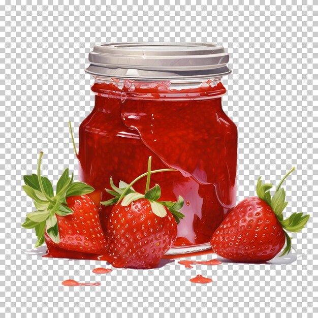 PSD strawberry jam jar isolated on transparent background